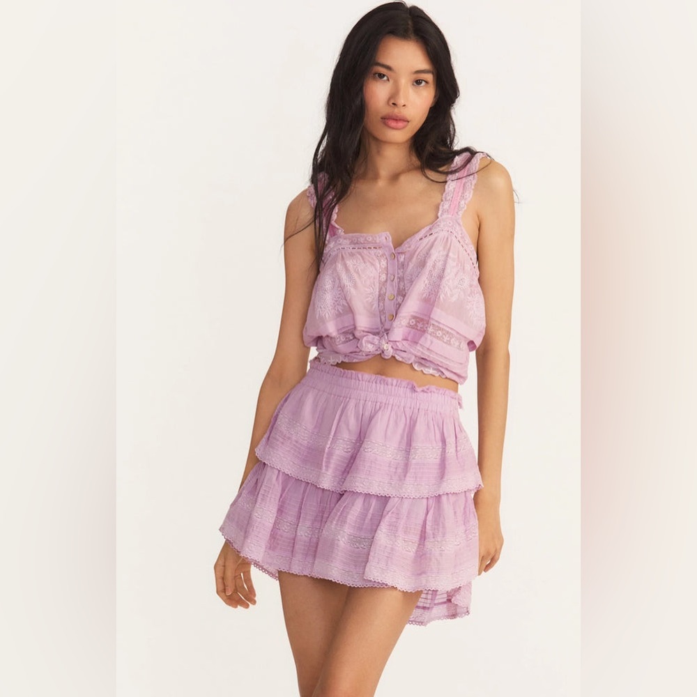 LoveShackFancy purple top & skirt set